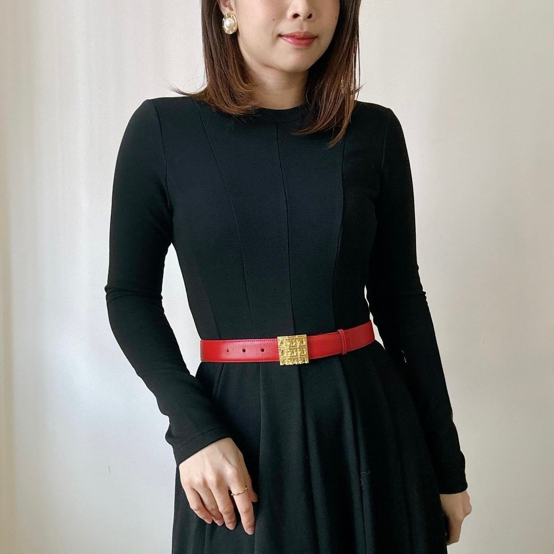 中古未使用品 Celine 凯旋门 红色皮带 腰带 65cm 礼物 - 皮带/腰带 - 真皮 红色