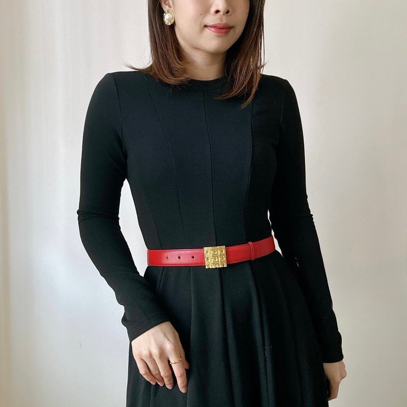 中古未使用品 Celine 凯旋门 红色皮带 腰带 65cm 礼物 - 皮带/腰带 - 真皮 红色