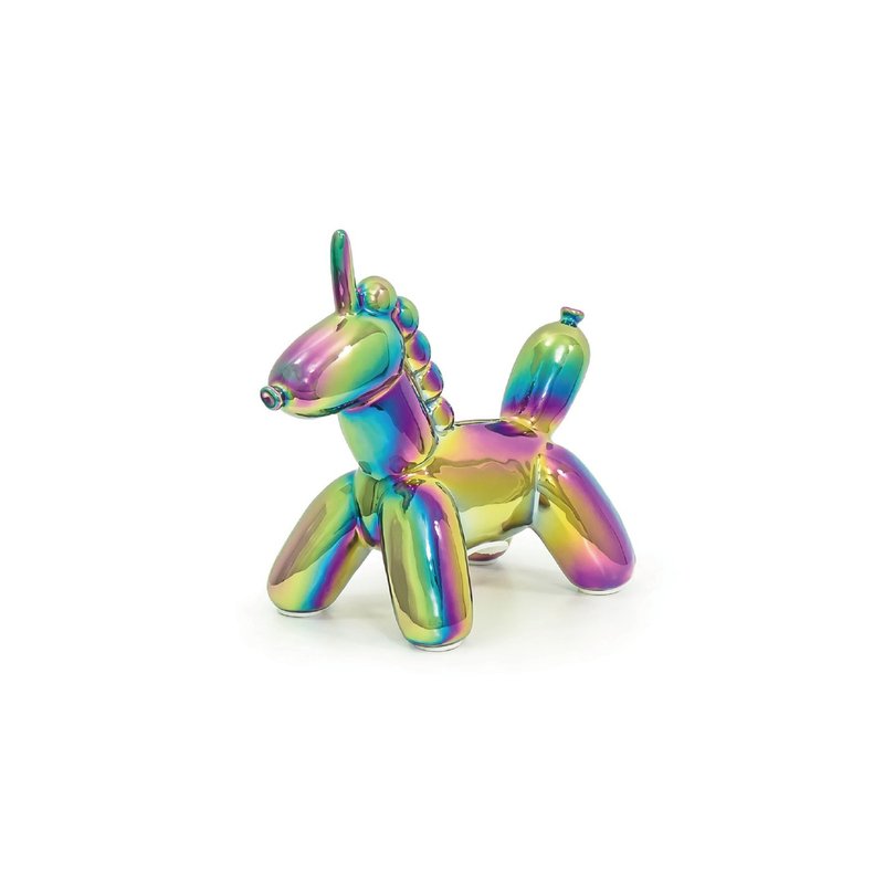 加拿大 Made by Humans 动物造型存钱筒 - 独角兽 (炫彩色) - 小 - 玩偶/公仔 - 陶 红色