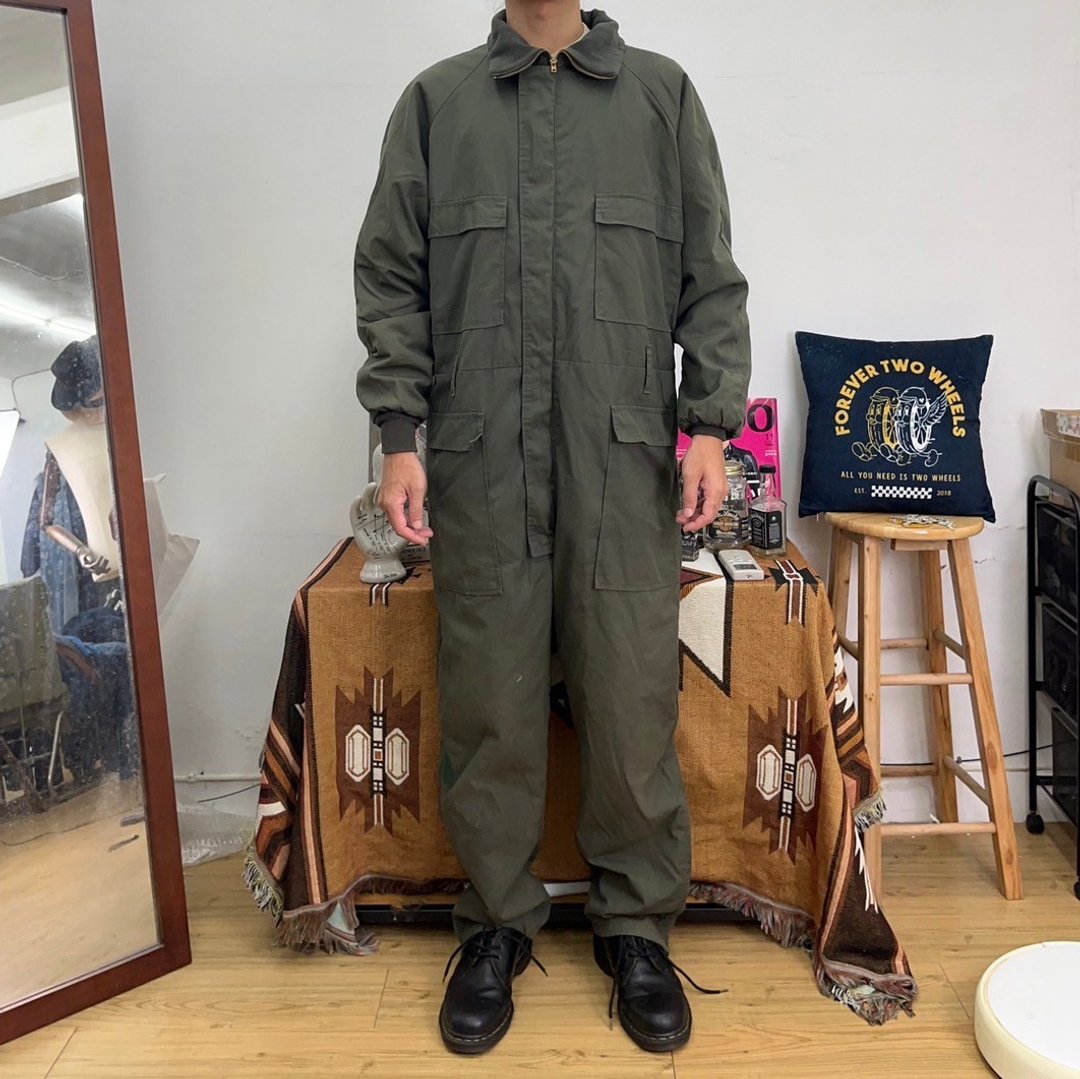 BROWNING 美国制 墨绿 内里铺棉 连身工作服  二手 古着 - 男士长裤 - 棉 绿色
