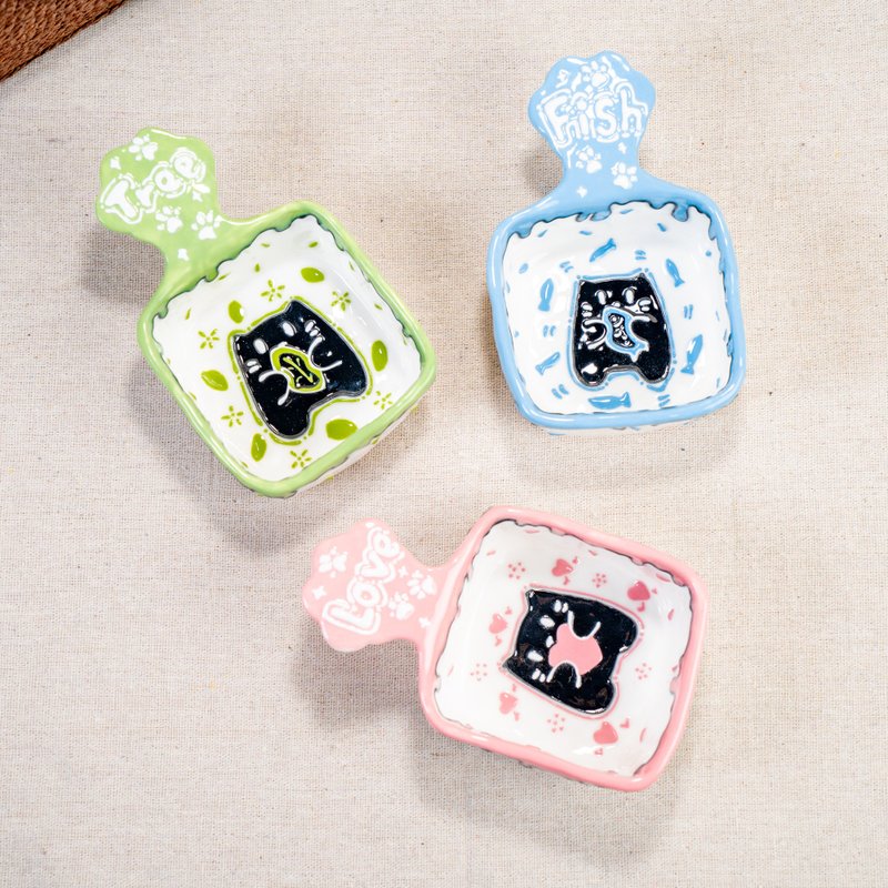 俏皮的滴釉猫餐具独特的手工陶瓷迷你酱汁碗 - 碗 - 陶 