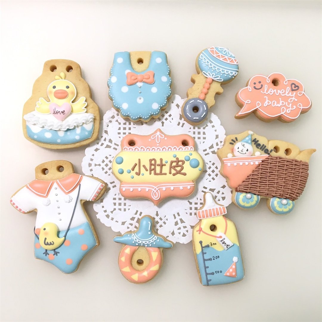 童趣鸡宝宝 A款 收涎饼干8+1片 - 手工饼干 - 新鲜食材 蓝色