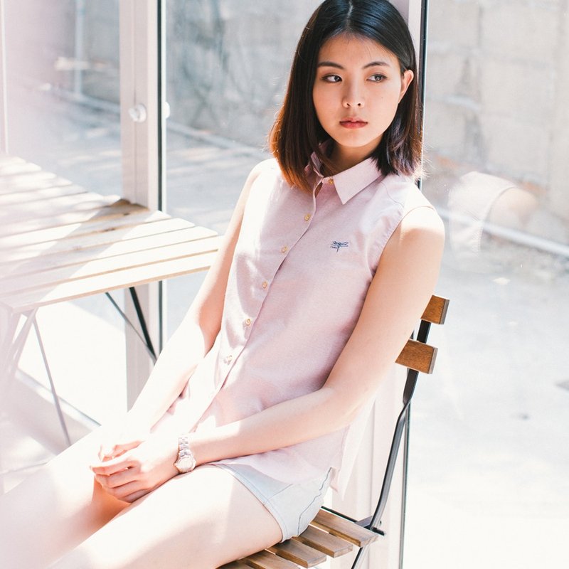 Women Sleeveless: Straight-Normal collar - 女装上衣 - 棉．麻 红色