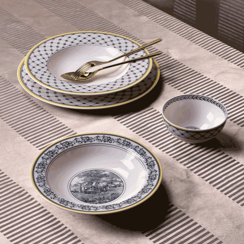 德VB │奥顿系列田园风情搭图腾-餐食4件组 - 盘子/餐盘/盘架 - 瓷 黄色