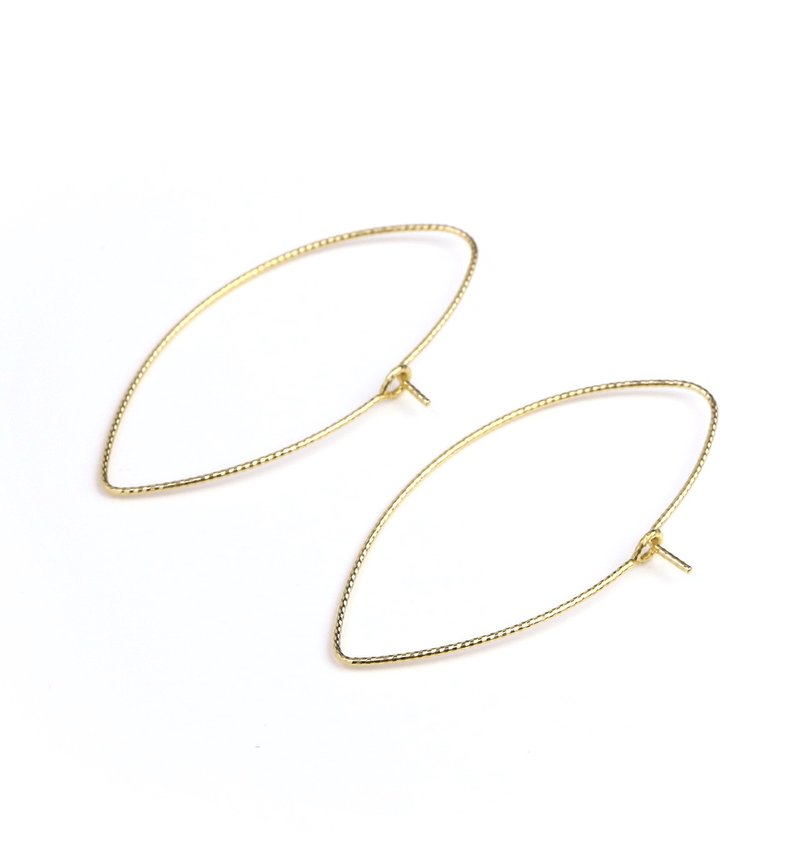 [Made in Japan] K10YG (10K Yellow Gold) Marquise Hoop Earrings 40mm x 0.7mm [Pair] - 耳环/耳夹 - 其他金属 金色