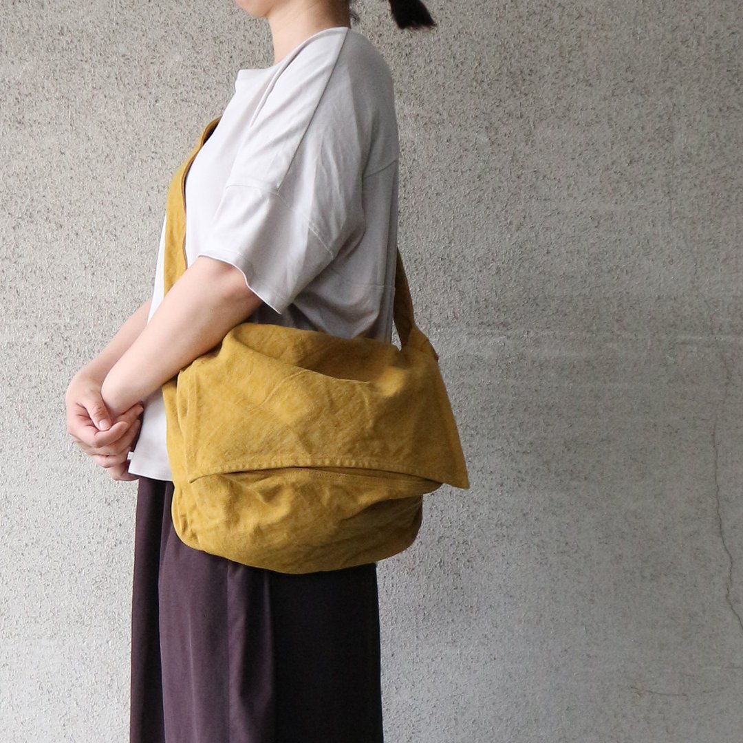 News Paper Bag M [Mustard] (VC-5M) - 侧背包/斜挎包 - 棉．麻 橘色
