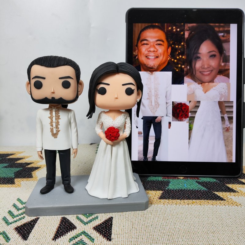 纯手工定制美国Funko Pop 自画像公仔情侣父母夫妻结婚周年礼物 - 玩偶/公仔 - 粘土 多色