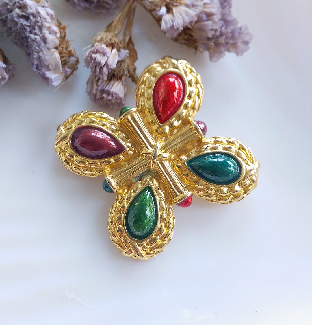Vintage Jewelry 西洋古董饰品 Liz Claiborne 马尔他十字  别针 - 徽章/别针 - 其他金属 金色