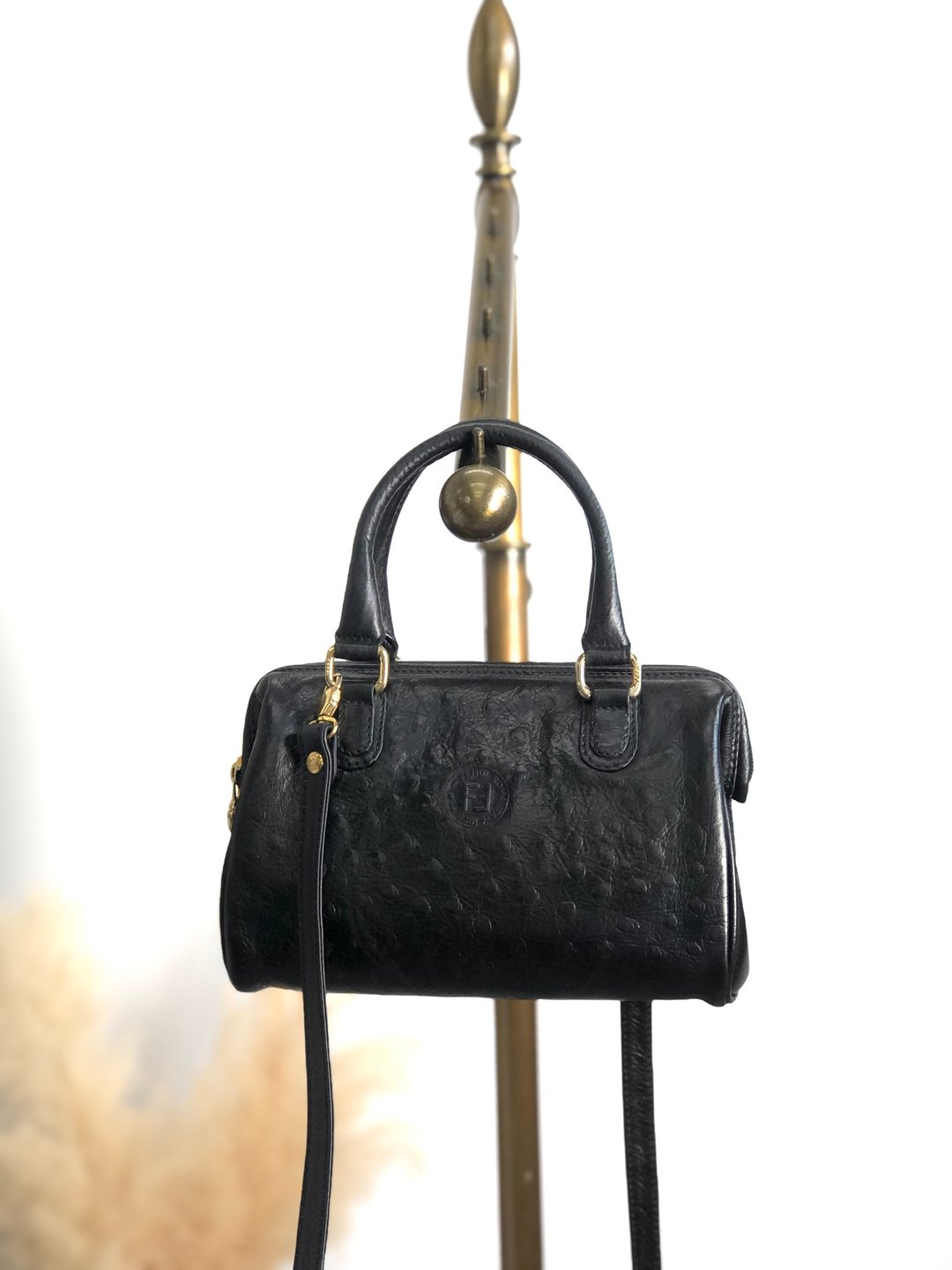 【日本直送，名牌二手包装】FENDI 单肩包黑迷你波士顿 2WAY 复古复古 u78vwr - 侧背包/斜挎包 - 真皮 黑色
