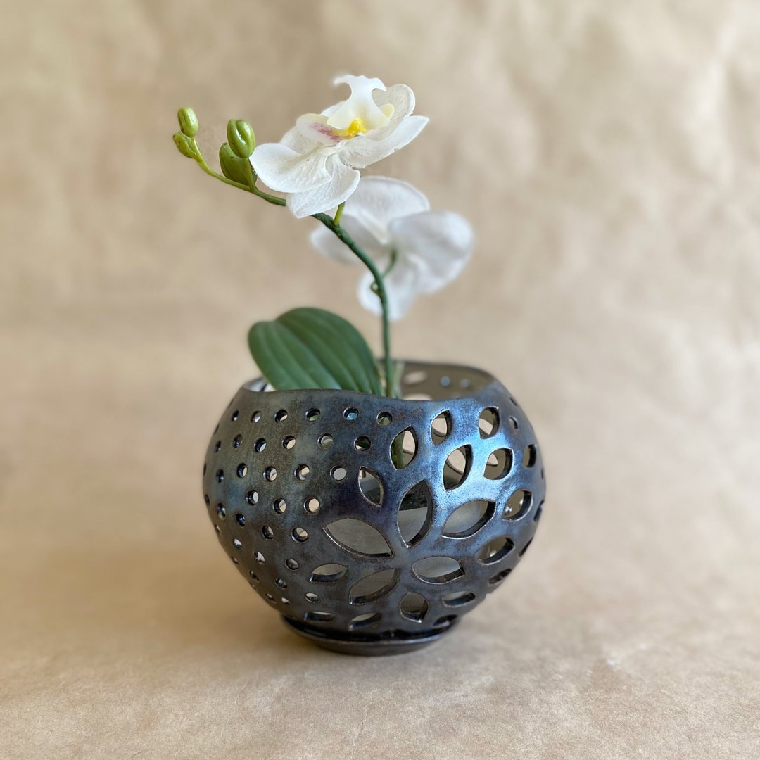 Orchid pot,Orchid planter,Plant Pot,Planter ceramic,Designer Orchid pot - 植栽/盆栽 - 陶 黑色