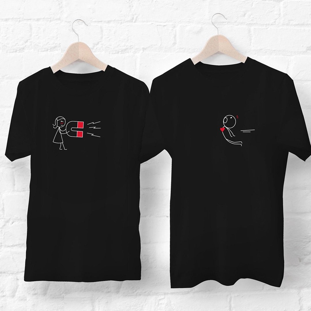 Magnet black T-shirt - 中性连帽卫衣/T 恤 - 棉 