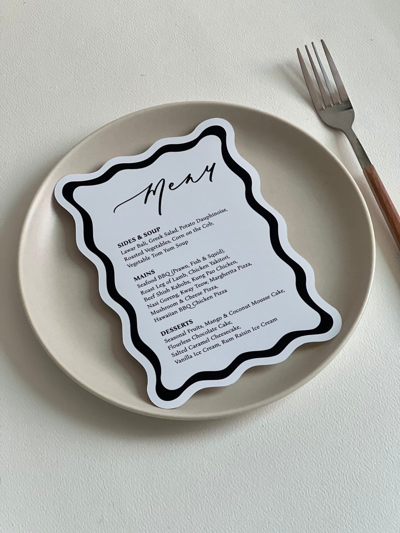 弯弯波浪边框定制化菜单 - 卡片/明信片 - 纸 白色