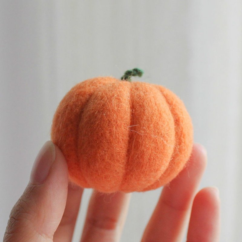 羊毛氈手作 南瓜蔬菜胸針/別針 原創食物系列 閨蜜交換禮物 - 胸针 - 羊毛 橘色