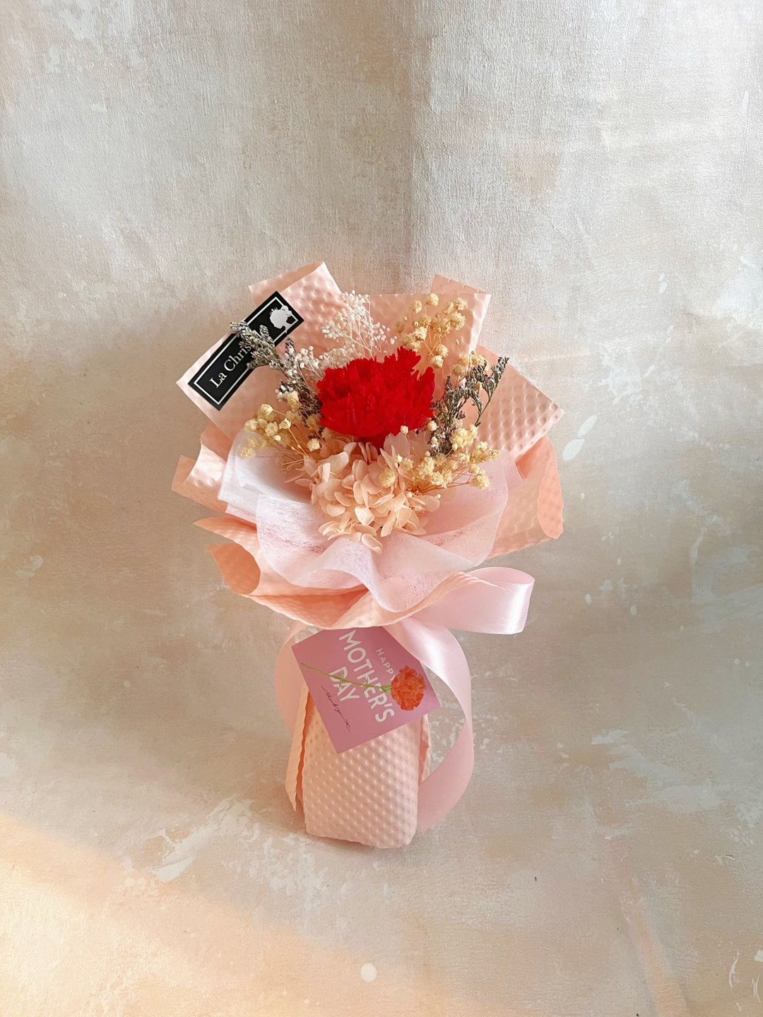 只限香港 母亲节花束系列 小心意红色 康乃馨 永生花 保鲜花 - 干燥花/捧花 - 植物．花 红色