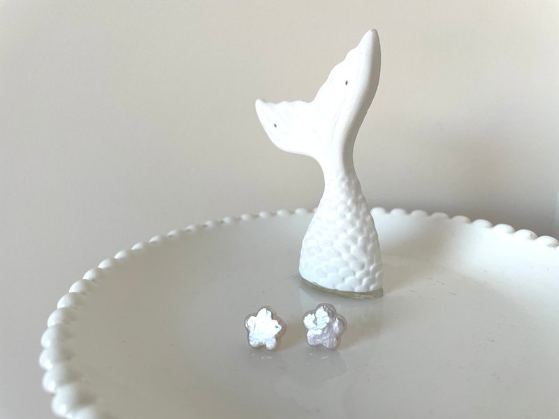 巴洛克花朵 天然淡水珍珠 巴洛克炫彩珍珠 纯银  耳钉 - 耳环/耳夹 - 珍珠 多色