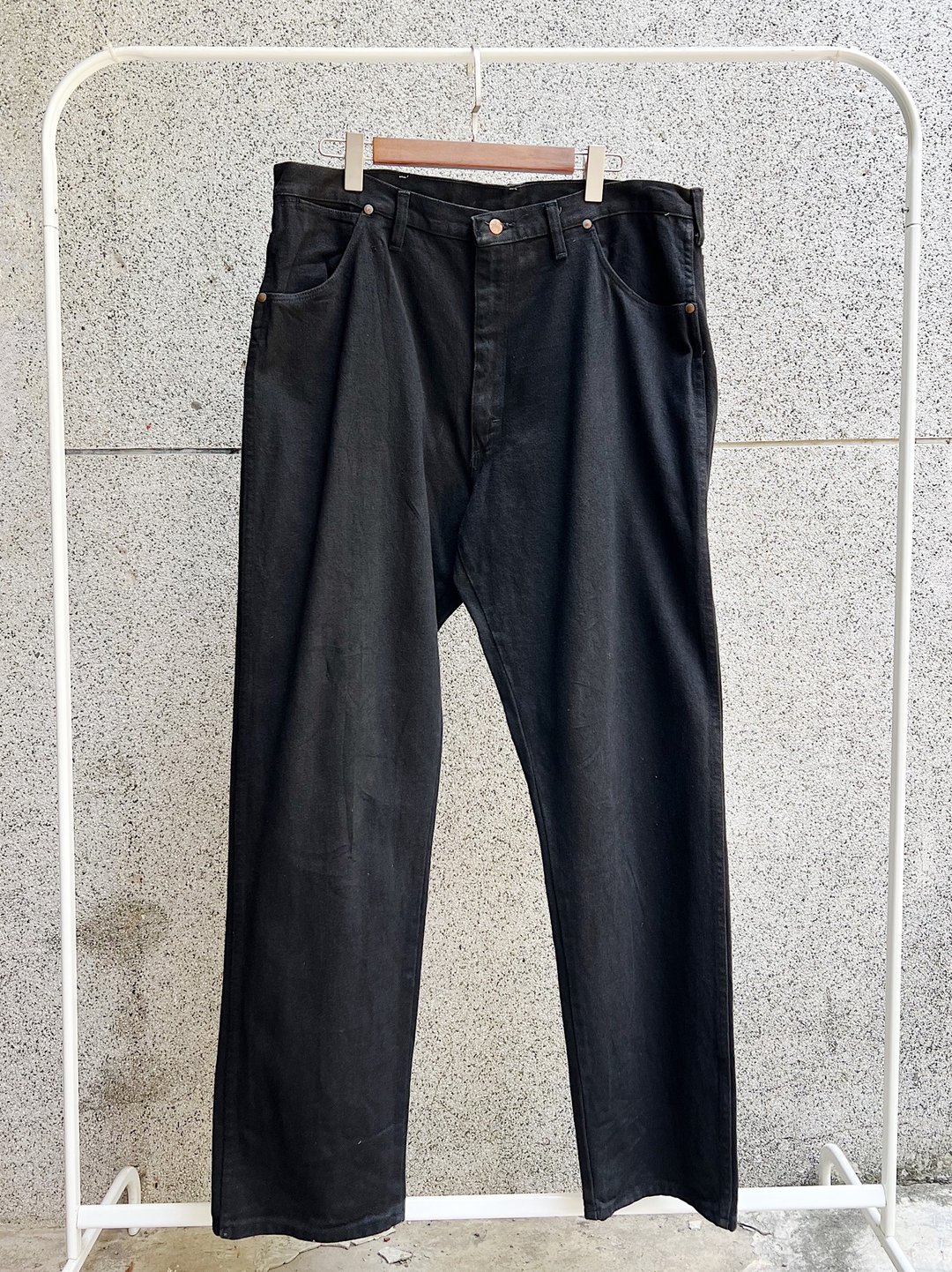 Wrangler / W34腰L34 纯黑色俏皮少年 古着牛仔丹宁牛仔长裤 - 男士长裤 - 棉 黑色