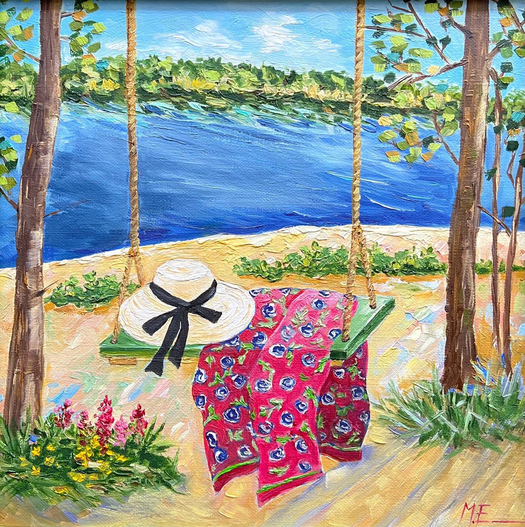 夏日风景 布面油画 海景艺术 治愈系图片 - 墙贴/壁贴 - 其他材质 蓝色