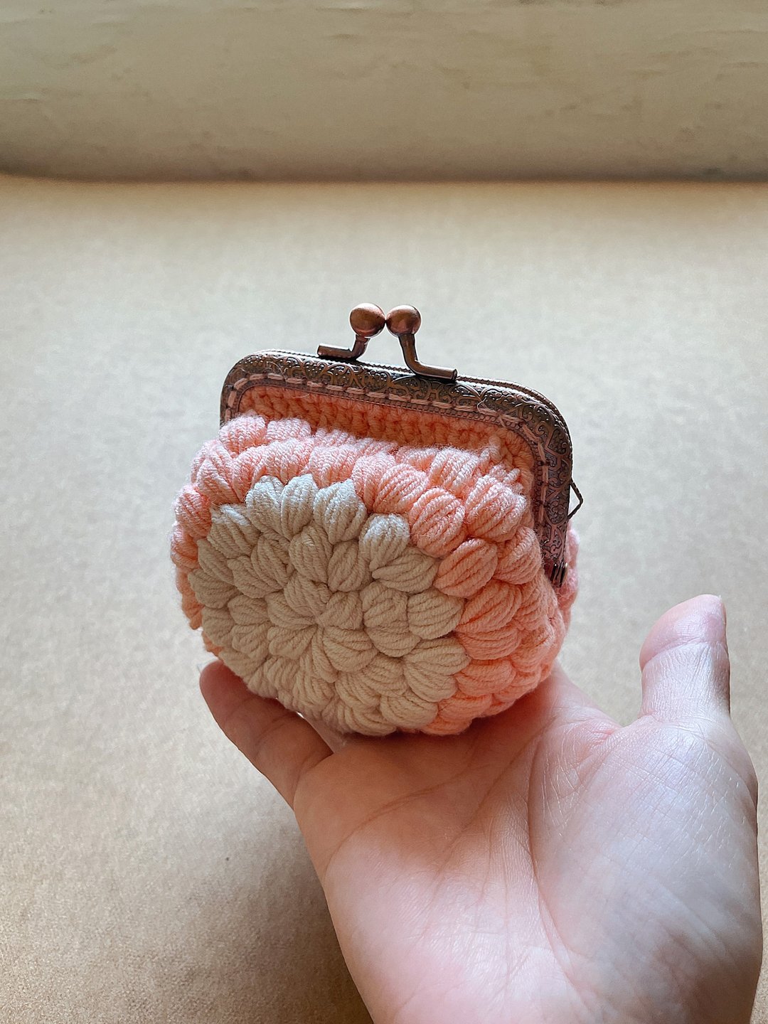 -编织绽放系列/*桃樱粉*口金零钱收纳包 - 零钱包 - 棉．麻 粉红色