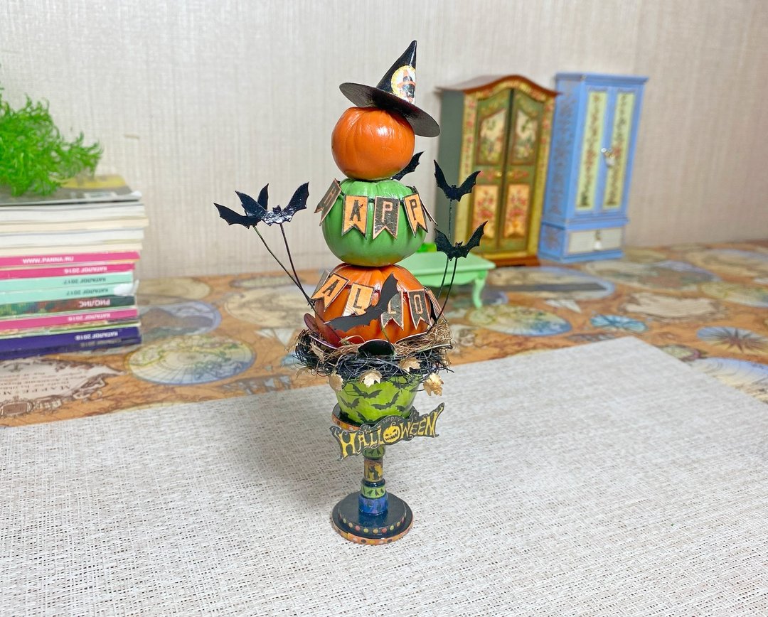 如何用南瓜制作花盆的教学。 1:12。微型玩具屋。 - 其他数码设计 - 其他材质 