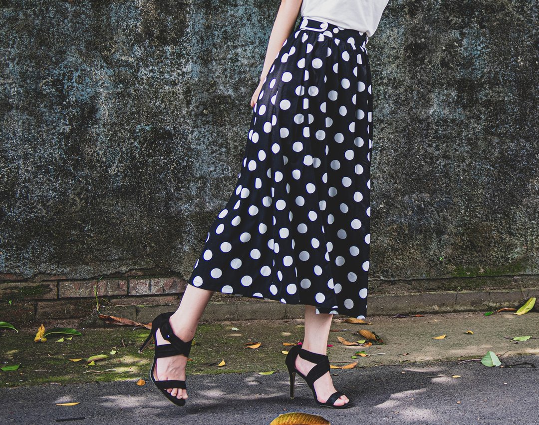【joliememe】波卡圆点中长裙Polka Dot Skirt - 裙子 - 聚酯纤维 黑色