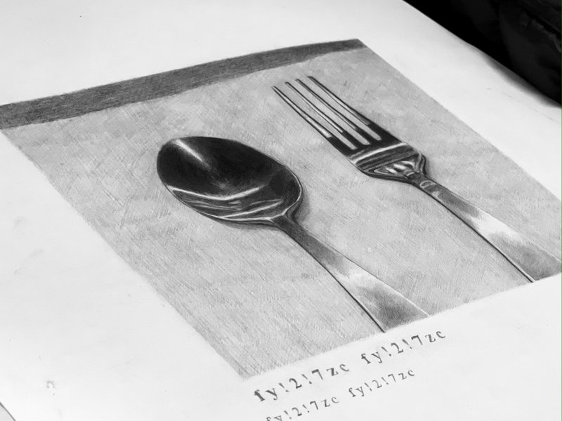 原作绘画 | 画廊收藏级精品 | 精挑细选 | 原作素描 | 餐具 - 海报/装饰画/版画 - 纸 黑色