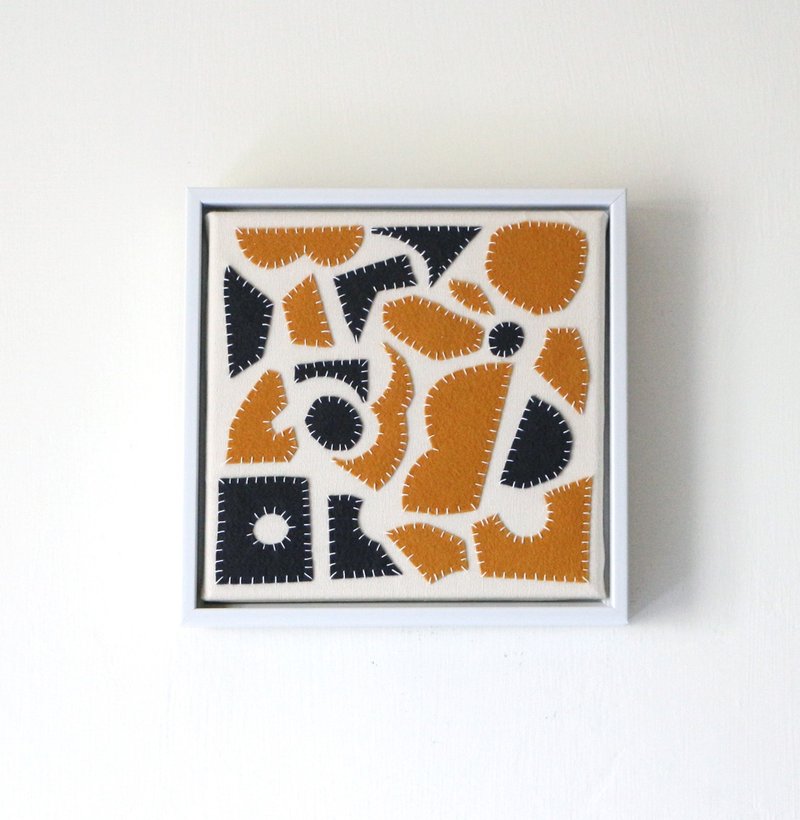 手缝挂画  / 灰橙几何色块 - 海报/装饰画/版画 - 棉．麻 橘色