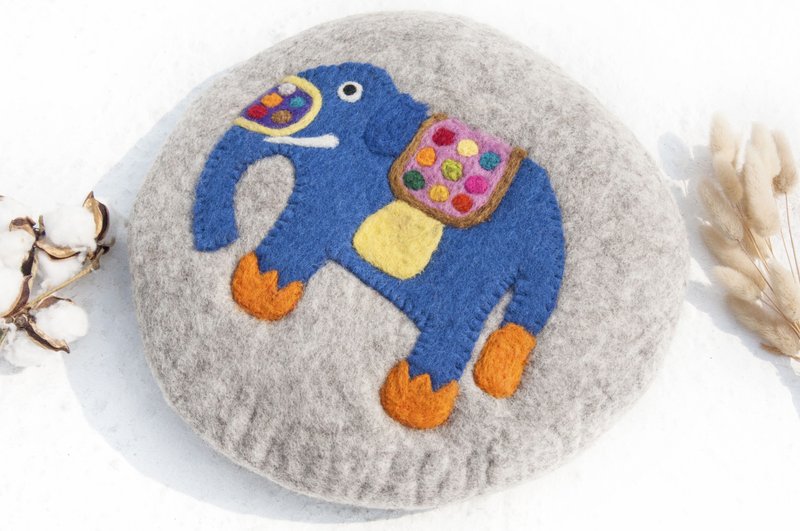 羊绒枕 无印良品风纯羊毛毡椅垫 抱枕 羊毛毡坐垫 羊毛毡靠枕 圣诞节礼物 交换礼物 母亲节 父亲节-热带雨林动物彩虹大象 - 椅子/沙发 - 羊毛 多色