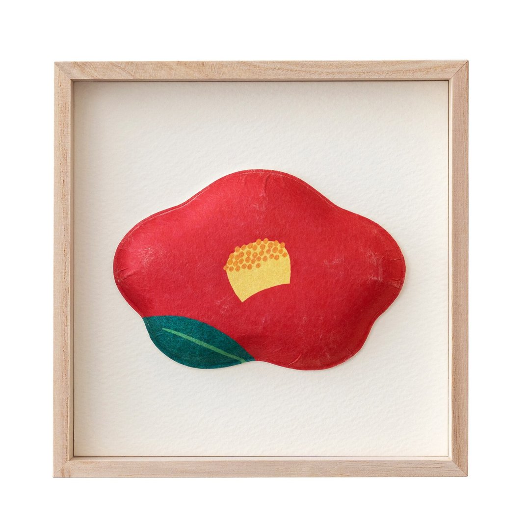 Washi Wall Decoration - Fukura, 1 type of red Yuki Tsubaki - 墙贴/壁贴 - 纸 
