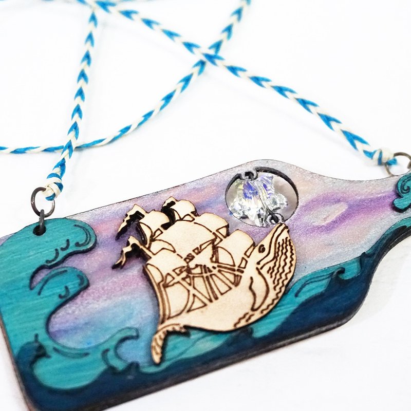 | 皮革小玩意 | 梦幻海洋系列 | 许愿瓶 颈链 | - 颈链 - 真皮 蓝色