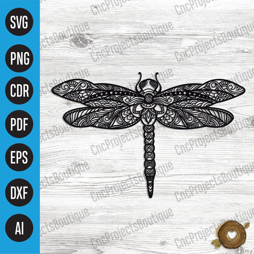 Dragonfly Mandala SVG, Dragonfly SVG, Boho Dragonfly SVG - DXF, PDF, EPS, PNG - 插画/绘画/写字 - 其他材质 
