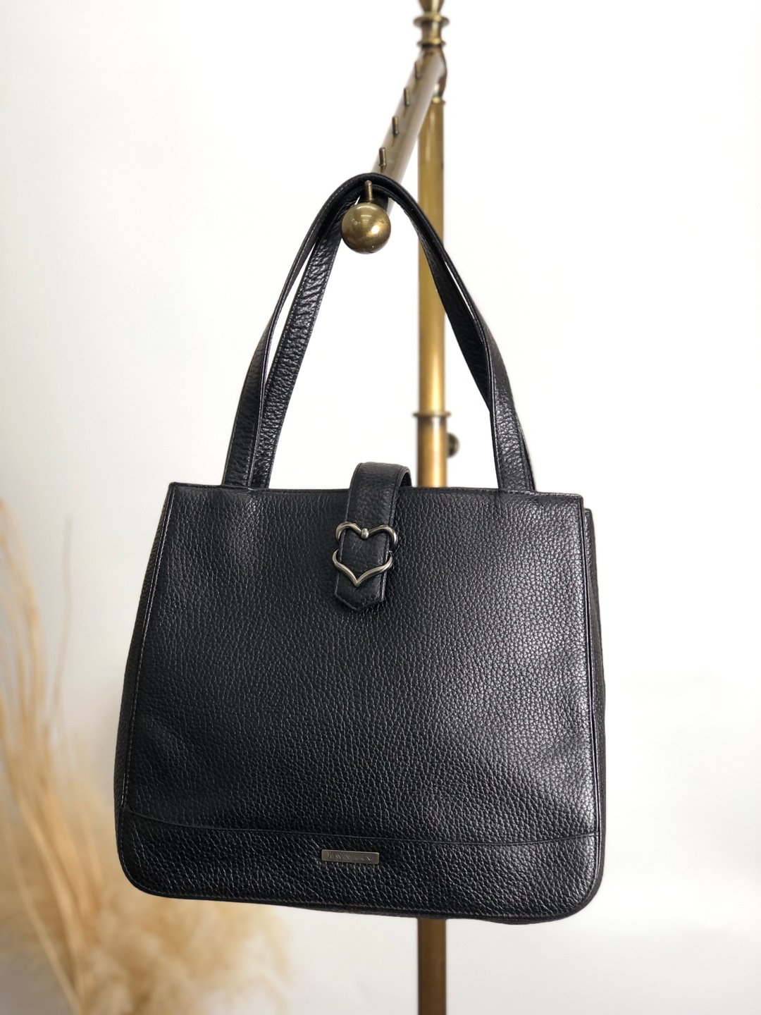 【日本直送，铭牌二手包装】Yves Saint Laurent 手袋黑Logo 皮革 Vintage 42bn5y - 手提包/手提袋 - 真皮 黑色