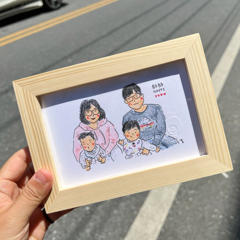 色铅笔似颜绘 / 4人 / 定制人像画 - 喜帖 - 纸 多色