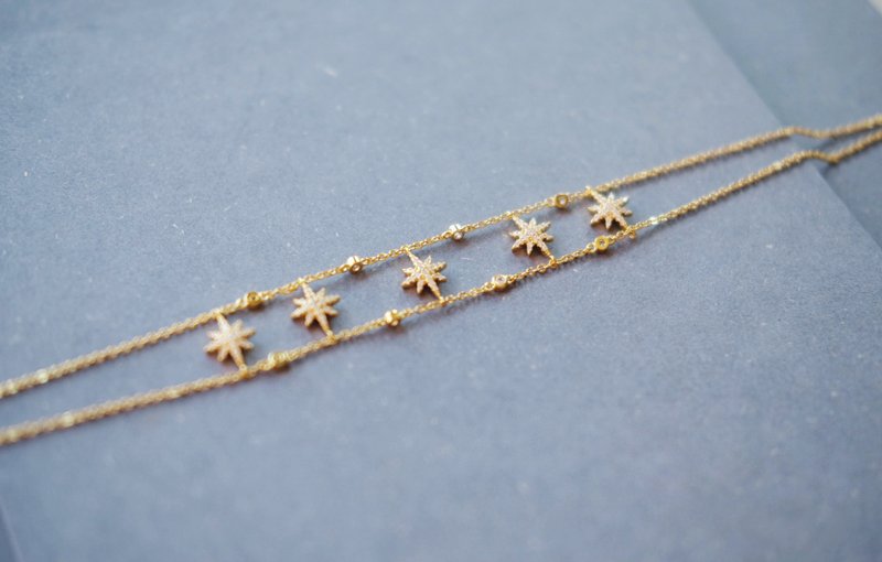 繁星系列星星项链 Stars & stars choker necklace 铜镀18K金 - 项链 - 铜/黄铜 金色
