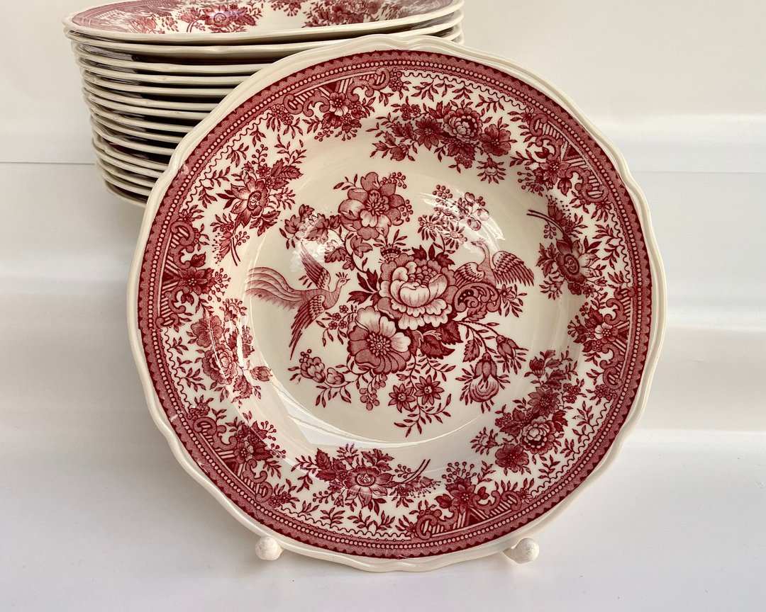 复古深汤盘 Villeroy & Boch 红色瓷器 70 年代德国 - 盘子/餐盘/盘架 - 瓷 多色