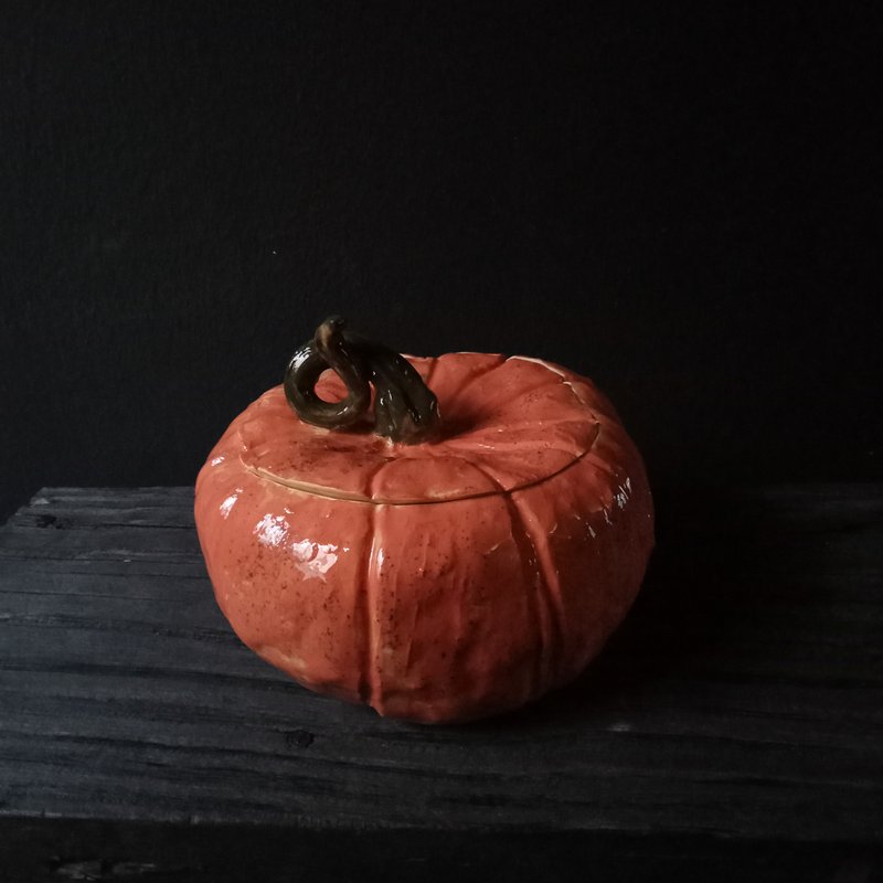 NO.GJ 南瓜置物盒 - 收纳用品 - 陶 橘色