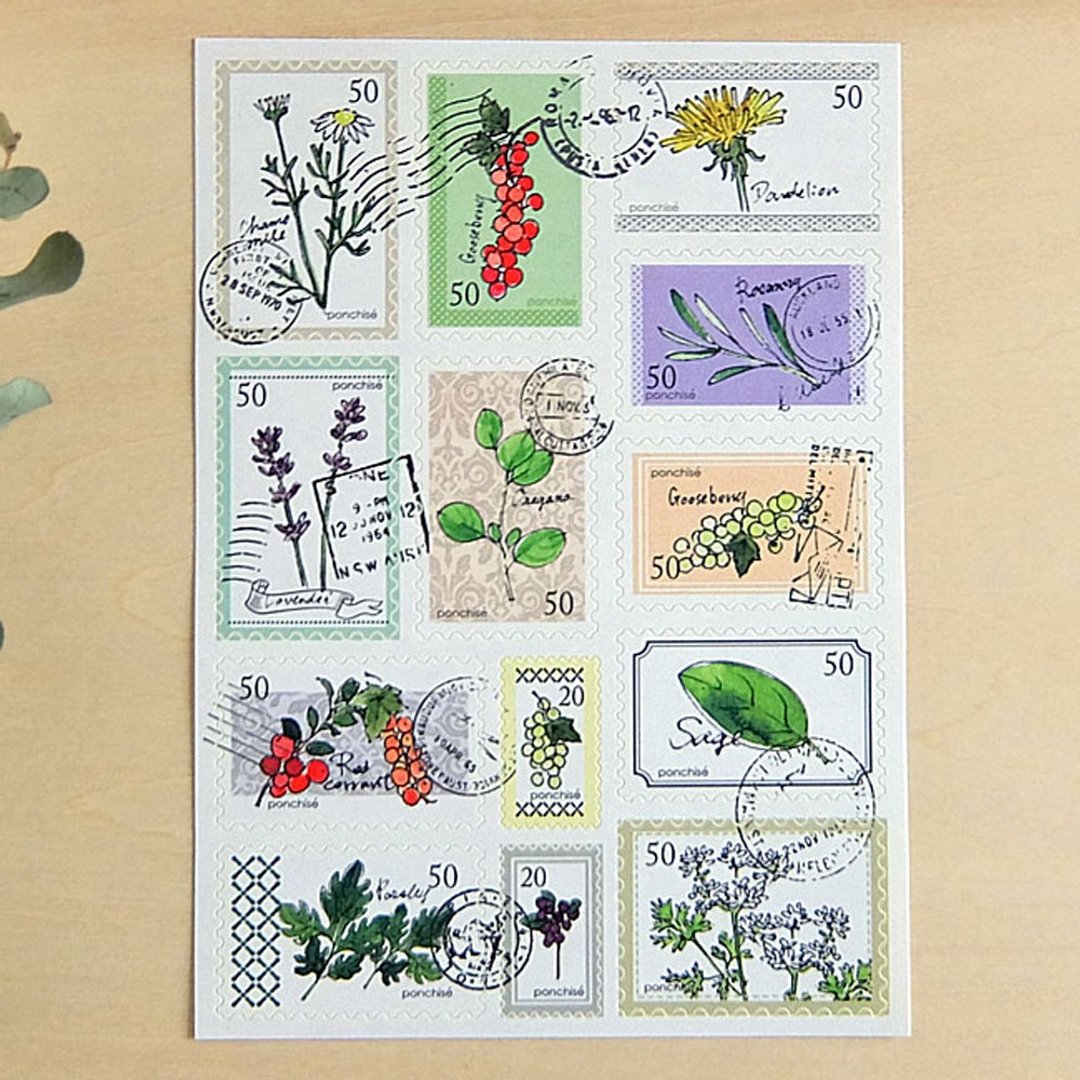 Stamp seal herb - 贴纸 - 纸 多色