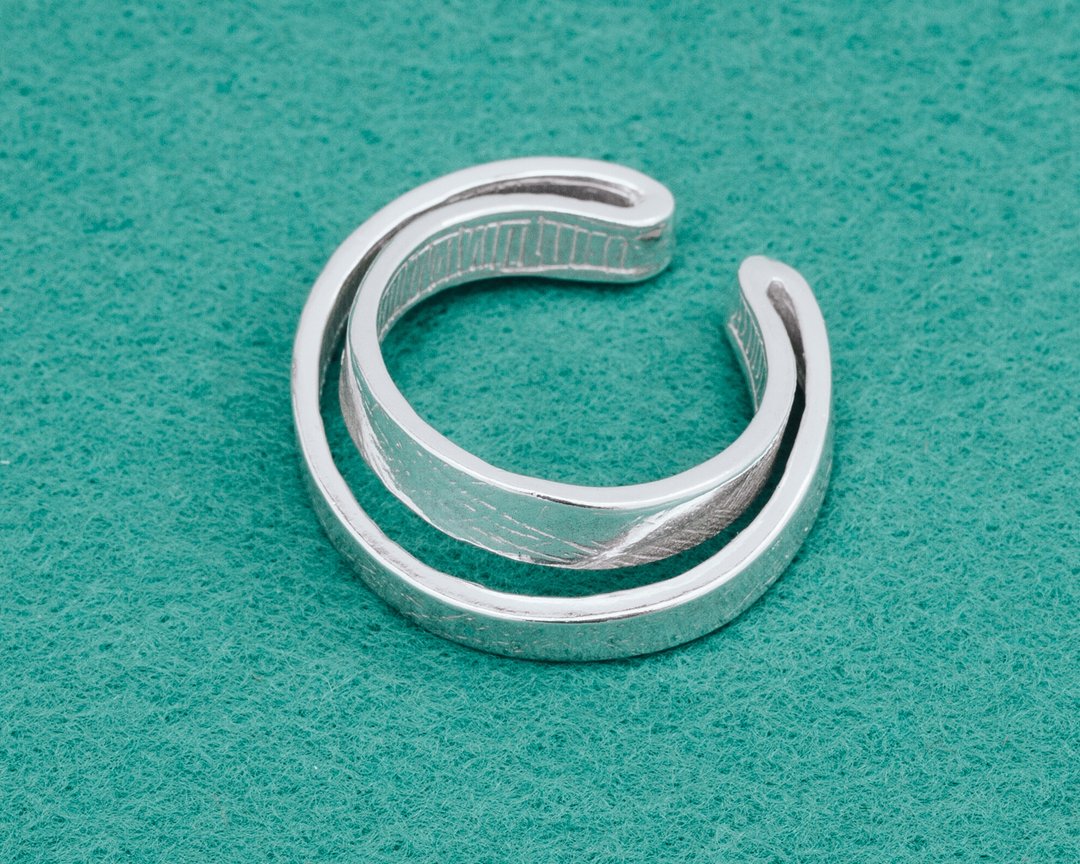 Simple curved ring - adjustable size - Japanese simplicity - unisex ring - 戒指 - 银 银色