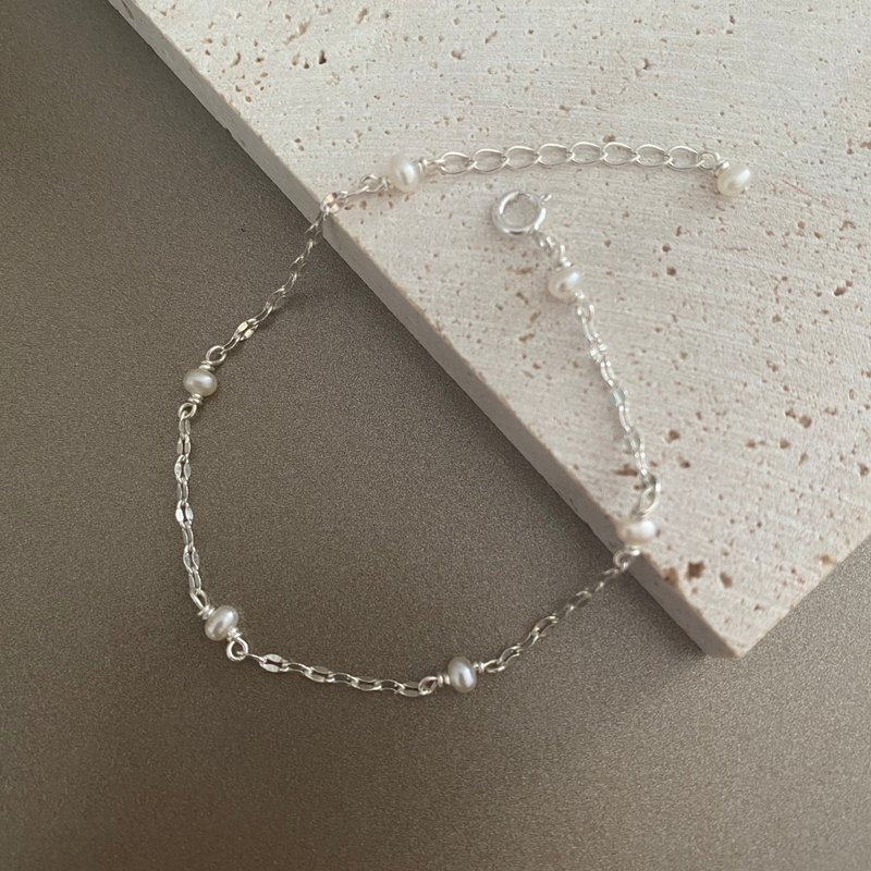 闪闪mini珍珠纯银手链 925纯银制饰品 礼物 - 手链/手环 - 纯银 