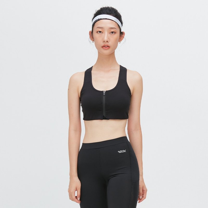 【限时5折】前拉链式速干运动内衣(女)-隧海黑 - 女装背心 - 聚酯纤维 黑色