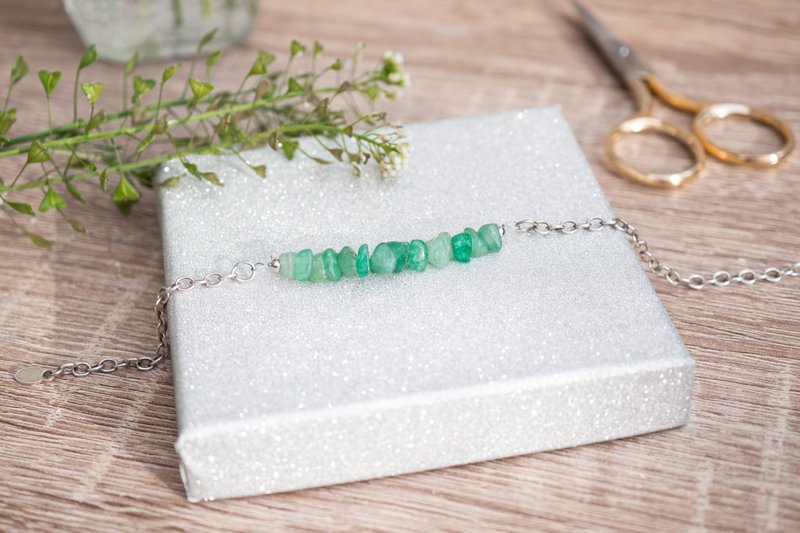 东陵玉手链，925纯银，双子座宝石，处女座宝石，新年礼物 - 手链/手环 - 宝石 绿色