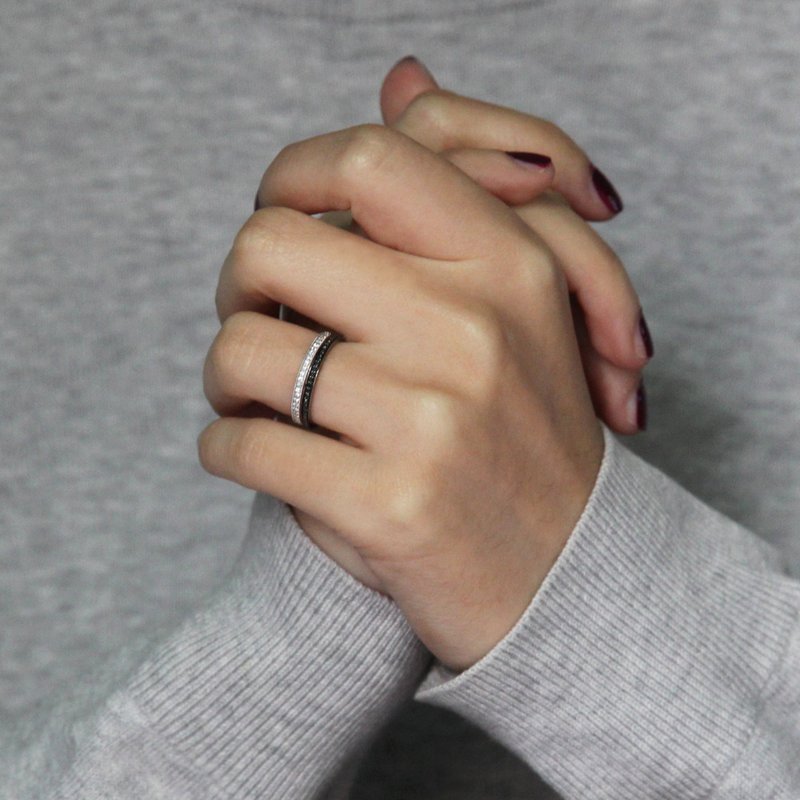 钻石18K极细永恒线戒 - 对戒 - 宝石 透明