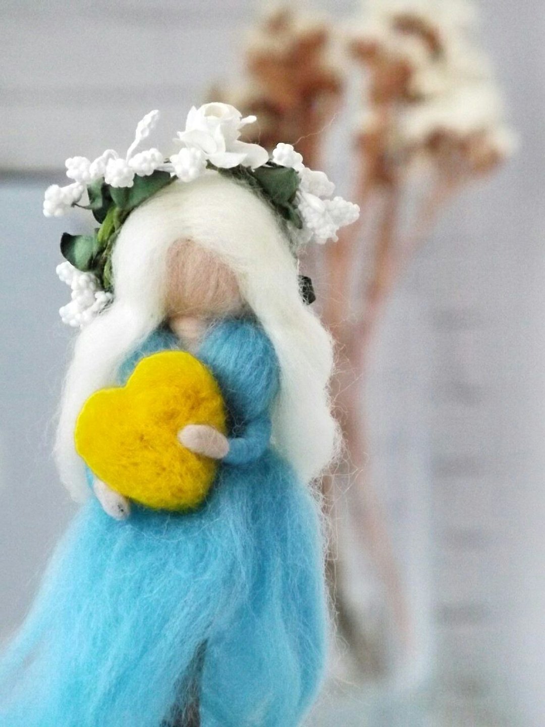 Ukrainian doll, Room decor, Decorative doll, Interior doll - 玩偶/公仔 - 羊毛 蓝色