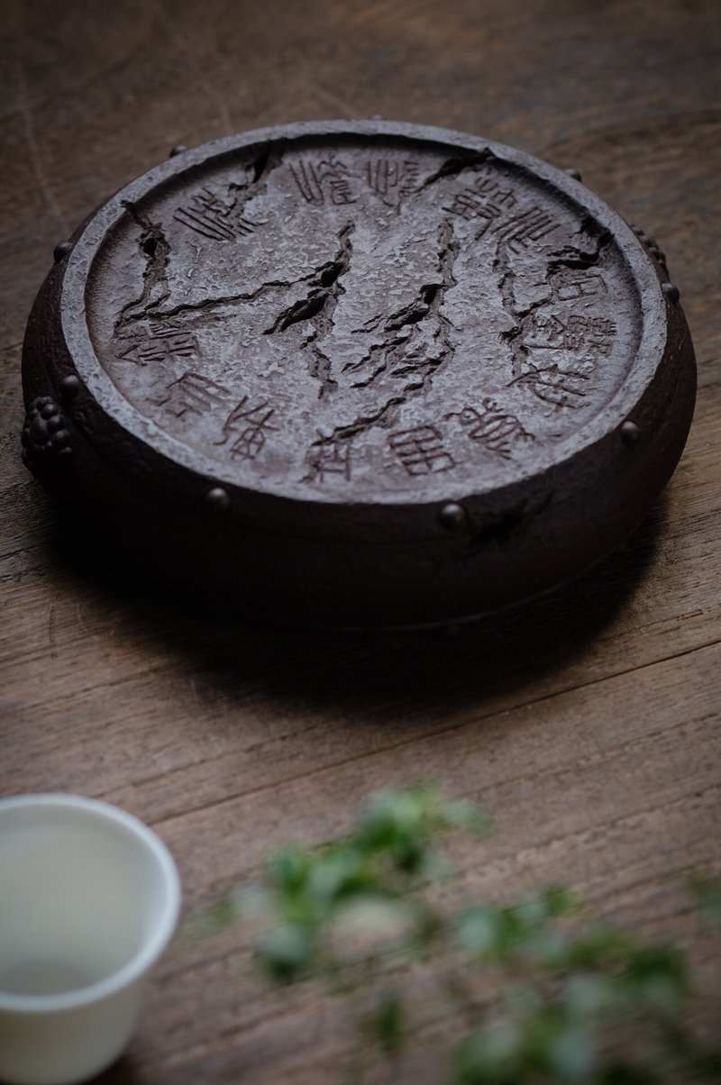 紫砂壶石鼓 干泡 一鼓作气  以秦石鼓做原型 古韵十足 设计巧妙 - 杯垫 - 陶 灰色