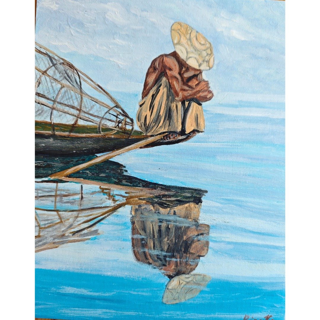 亚洲渔夫河风景原创艺术具象绘画 作者 RinaArtSK - 墙贴/壁贴 - 其他材质 多色