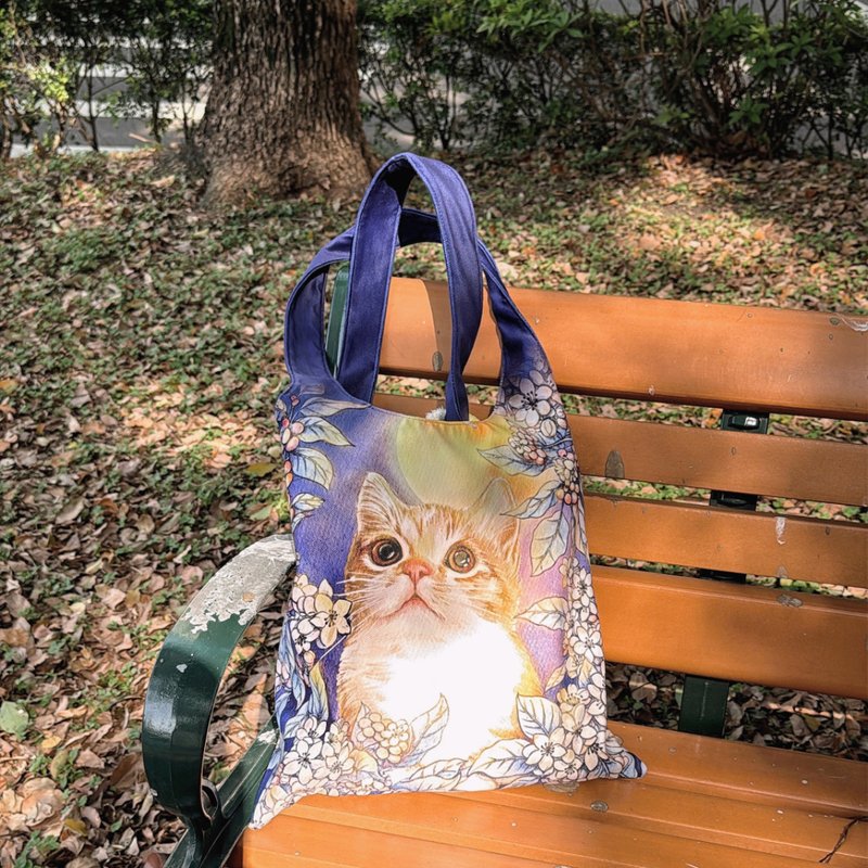 new/花路包-阳光/绒布/单肩/慵懒/水桶/布包/托特包 - 侧背包/斜挎包 - 棉．麻 紫色