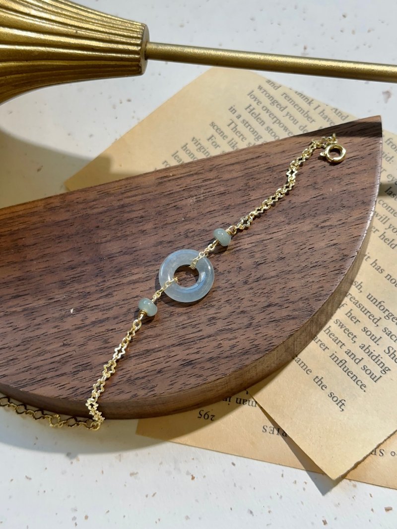 冰星空蓝平安扣手链  |天然危地马拉翡翠 - 手链/手环 - 玉石 蓝色