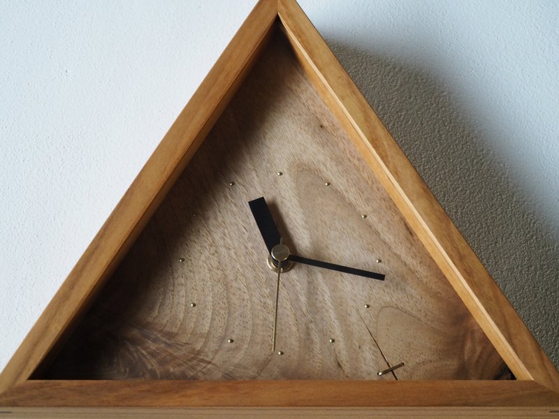 三角形时钟 木头时钟 摆设/壁挂两用 No.14 - 时钟/闹钟 - 木头 咖啡色