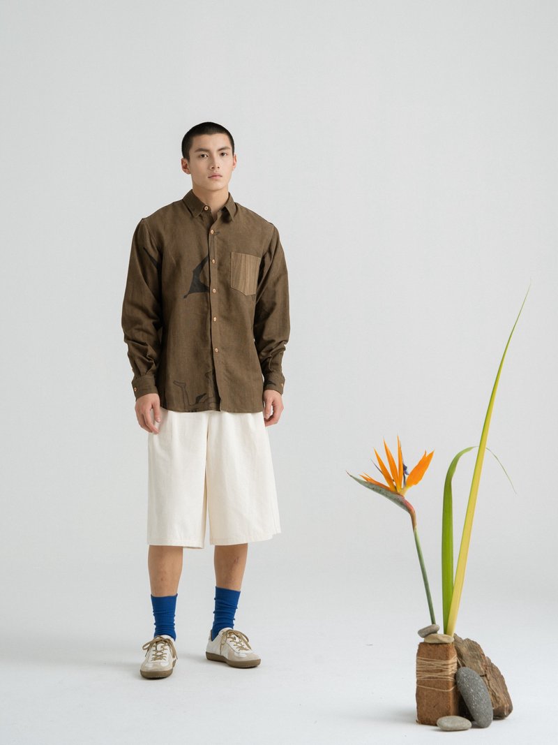 两个家长系列长袖衬衫 - 男装衬衫 - 棉．麻 