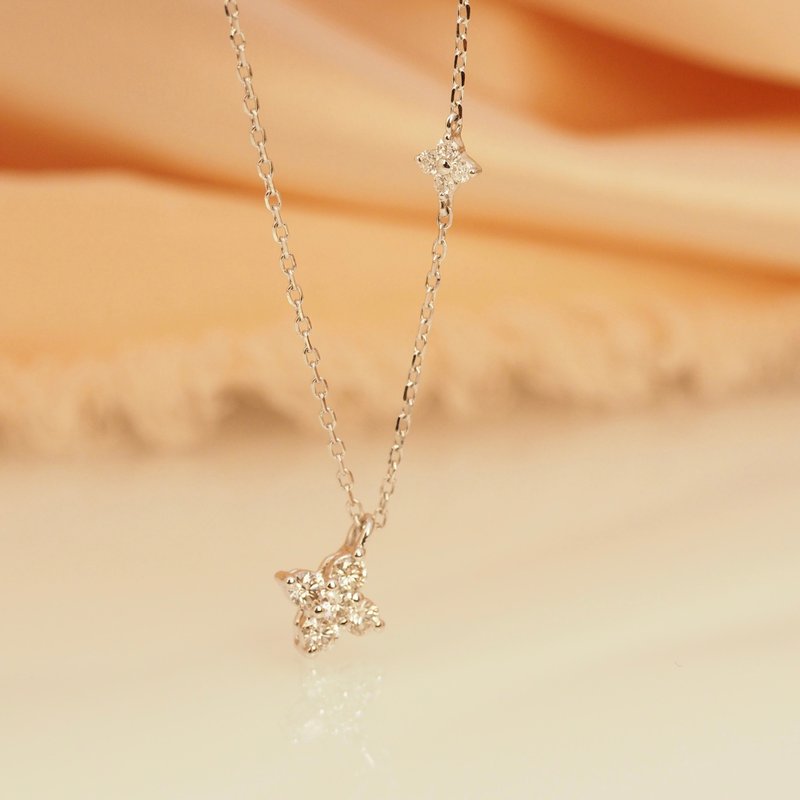 PT950铂金钻石四叶草项链 PT950 The Diamond Clover Duet Neckla - 项链 - 贵金属 