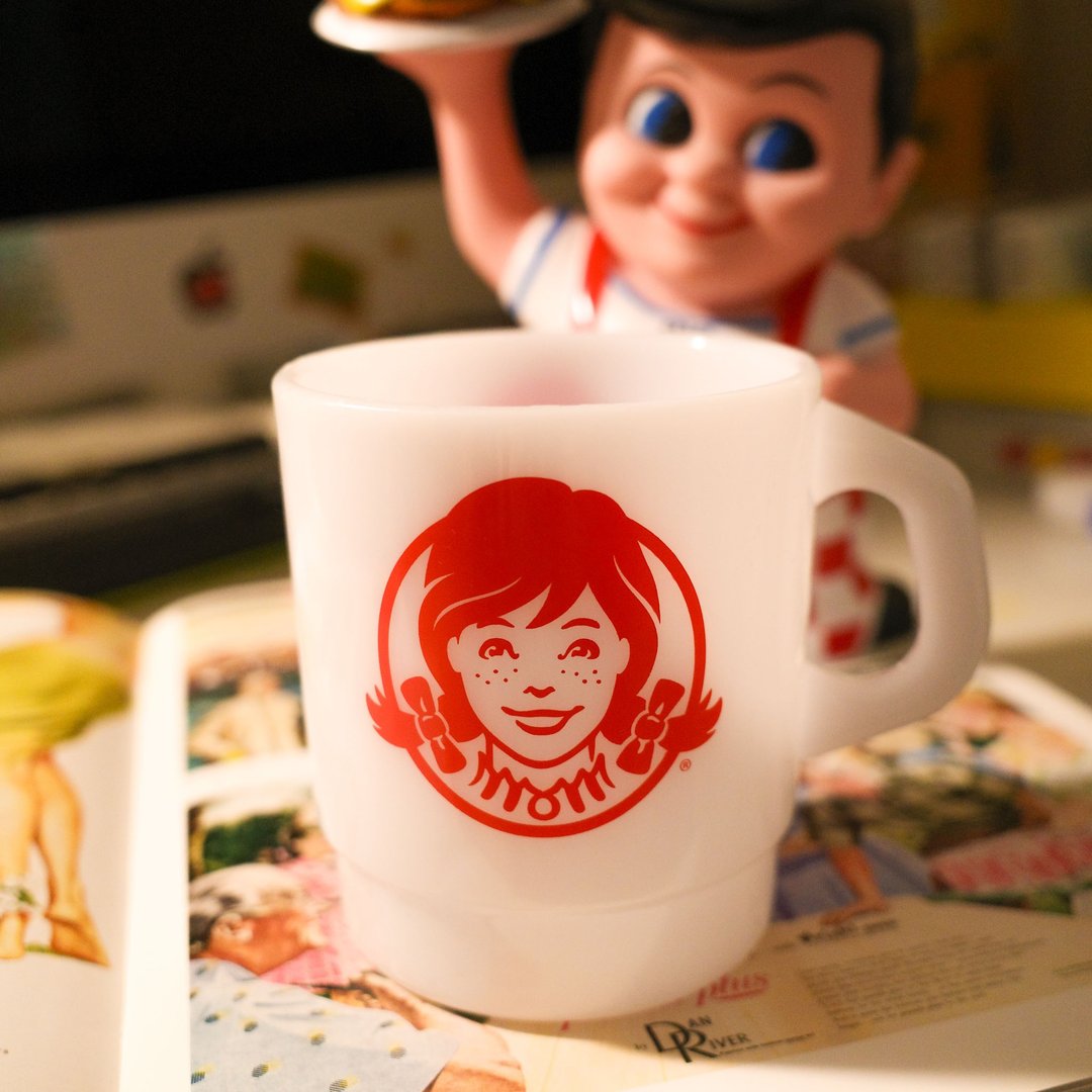 Fire King 平替 复古美式广告 牛奶杯 马克杯- Wendy's 白色 - 其他杯子 - 塑料 白色